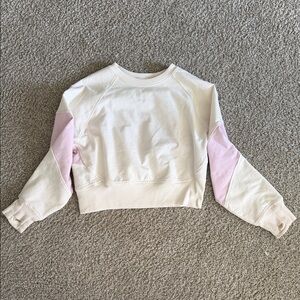 Athleta Kids Cream and Pink Sweatshirt